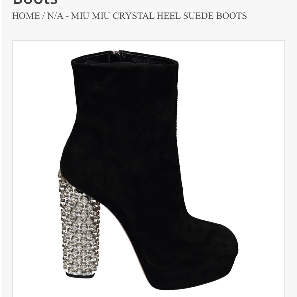 MIU MIU CRYSTAL SUEDE BOOTIES